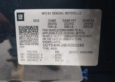 2019 Cadillac Escalade Esv Luxury из США, поврежденный, VIN 1GYS4HKJ4KR365193